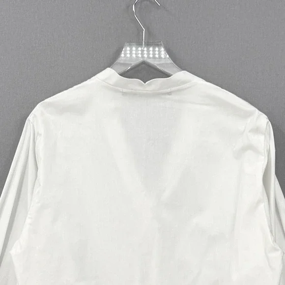 ENZA COSTA Poplin mariner Shirt Medium White V Neck Long Sleeve Quite Luxury NEW - Picture 6 of 16